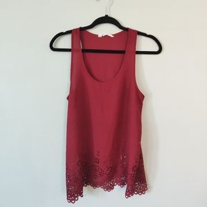 3/$20 - Red Tank with Floral Cutouts
